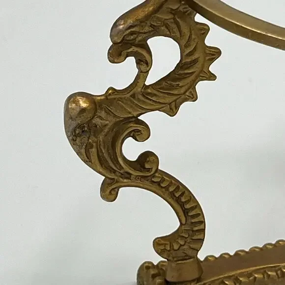 Vintage Solid Brass Scroll Display Stand for Paperweight Orb Sphere Egg Candle - Picture 3 of 7